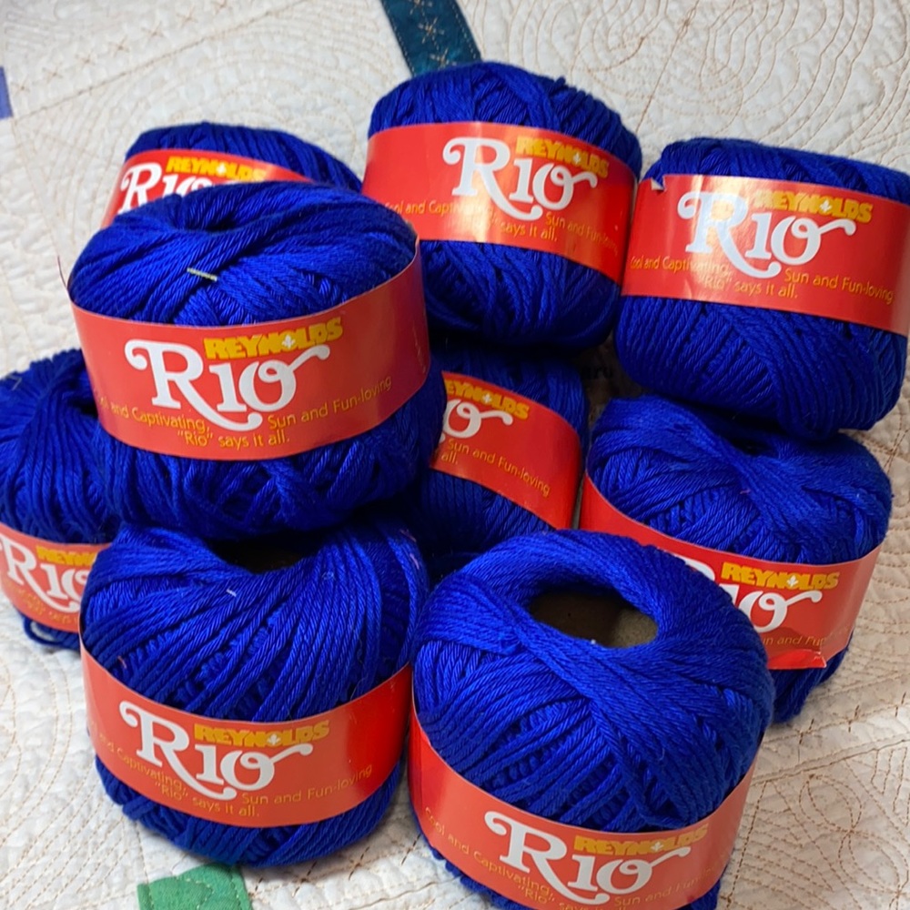 REYNOLDS Rio 100% cotton yarn lot of 8 skeins made in Brazil royal blue